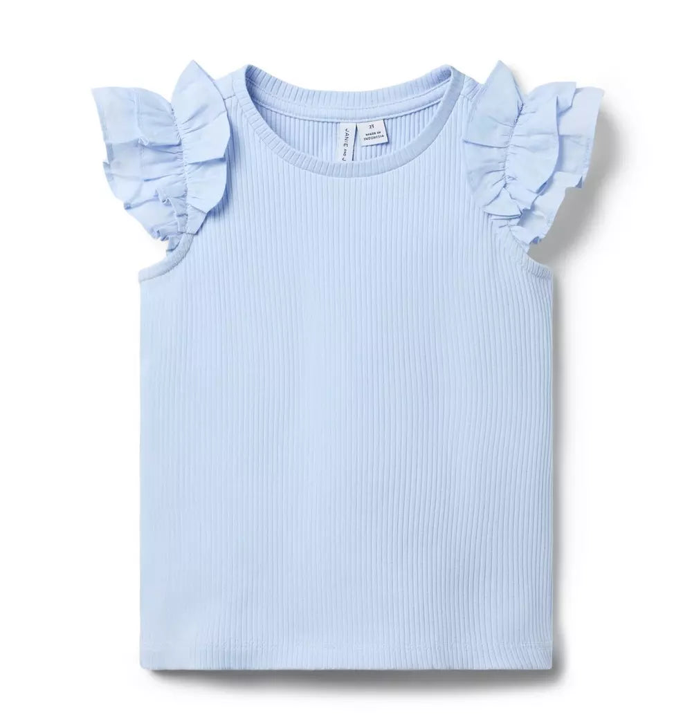 Ribbed Ruffle Sleeve Top (Size: 12-18M) NWT