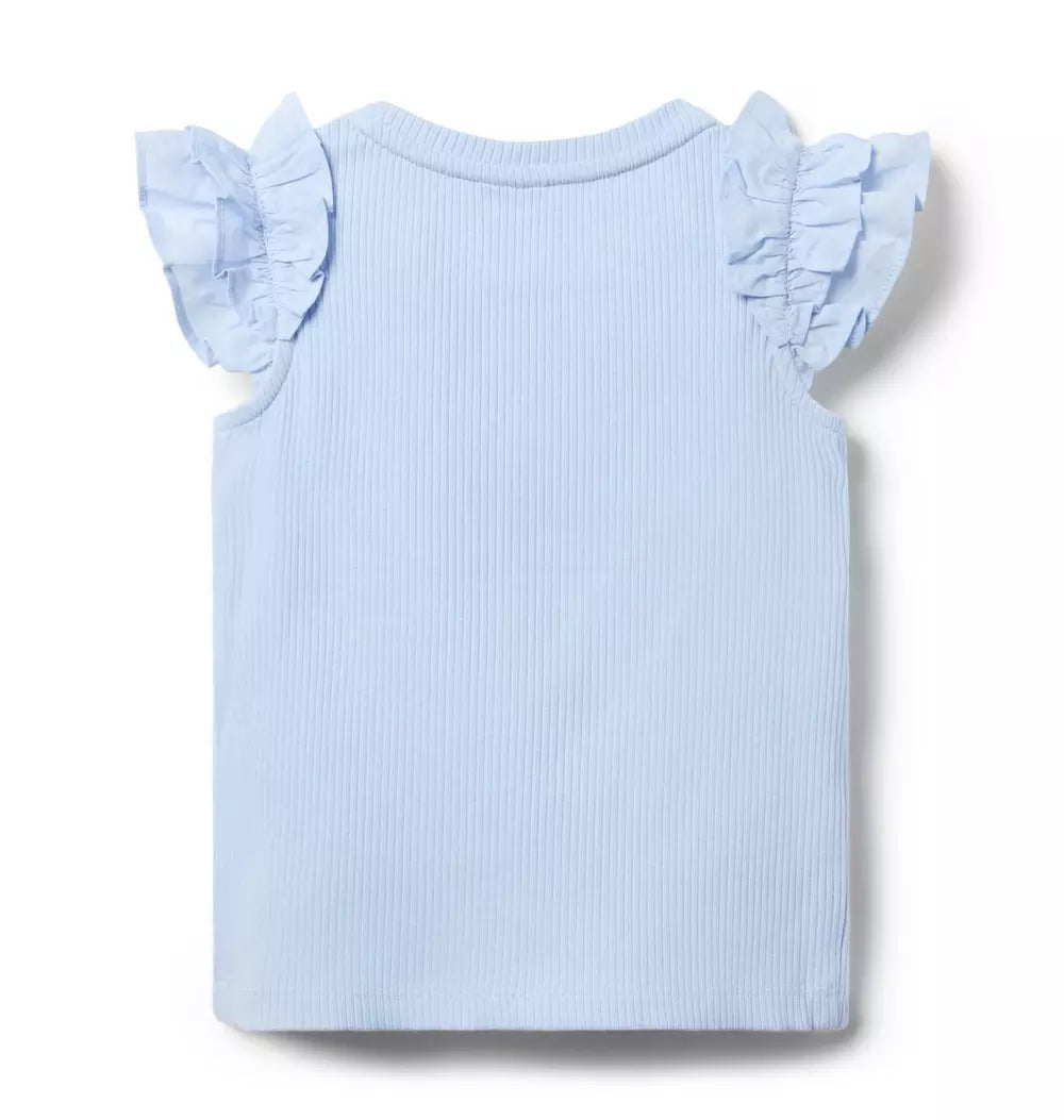Ribbed Ruffle Sleeve Top (Size: 12-18M) NWT