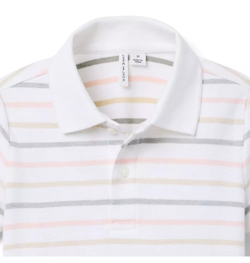 Ivory, Red, Pink Striped Polo with (3T) EUC