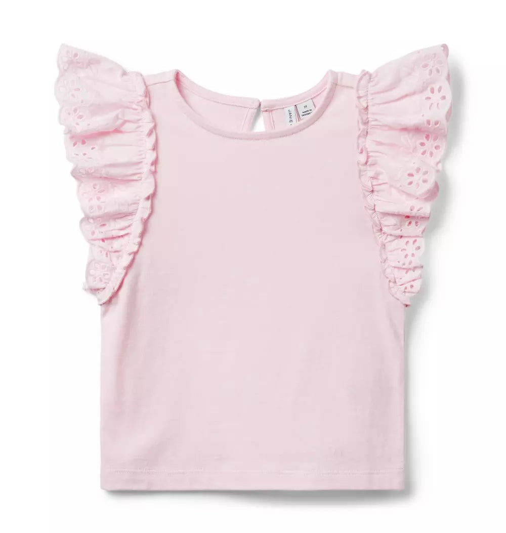 Eyelet Flutter Sleeve Top (EUC 12-18M)