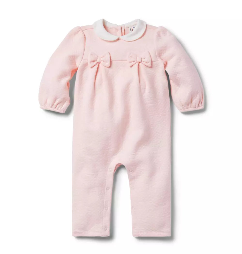Baby Quilted Pink Bow One-Piece (Size 6-12M) EUC