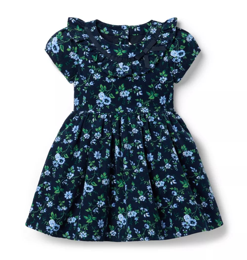 Floral Corduroy Ruffle Dress (Size 18-24M) NWT
