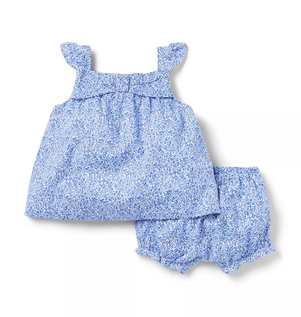 Baby Ditsy Floral Bow Matching Set (Size 18-24M) NWT