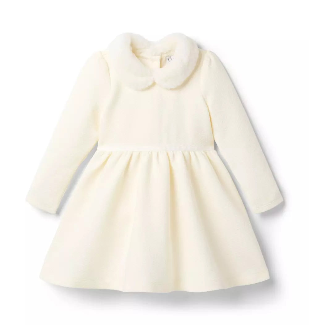 Quilted Faux Fur Collar Dress (Size 18-24M) EUC