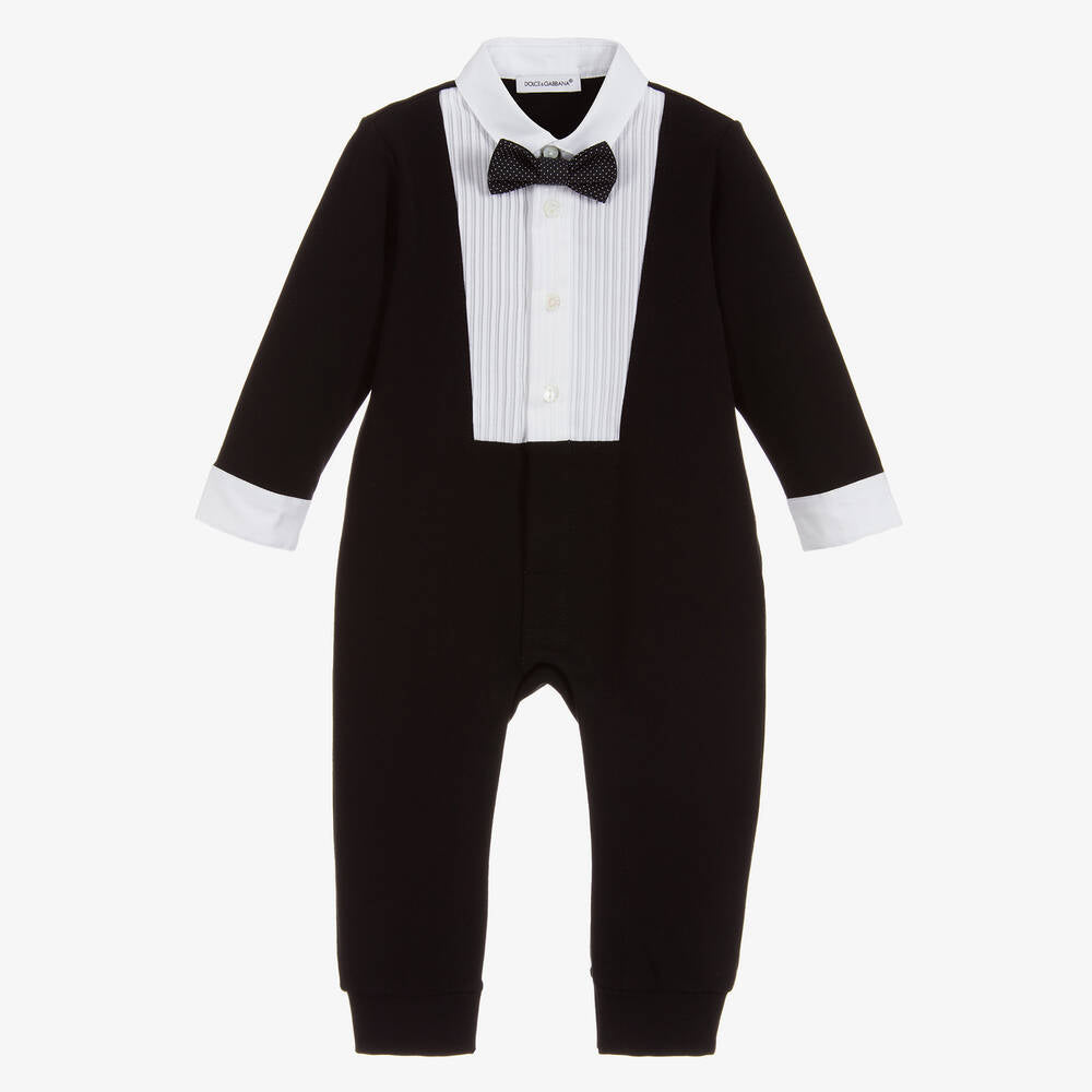 Dolce & Gabbana Jacquard and cotton tuxedo onesie with bow tie: (18-24M) EUC