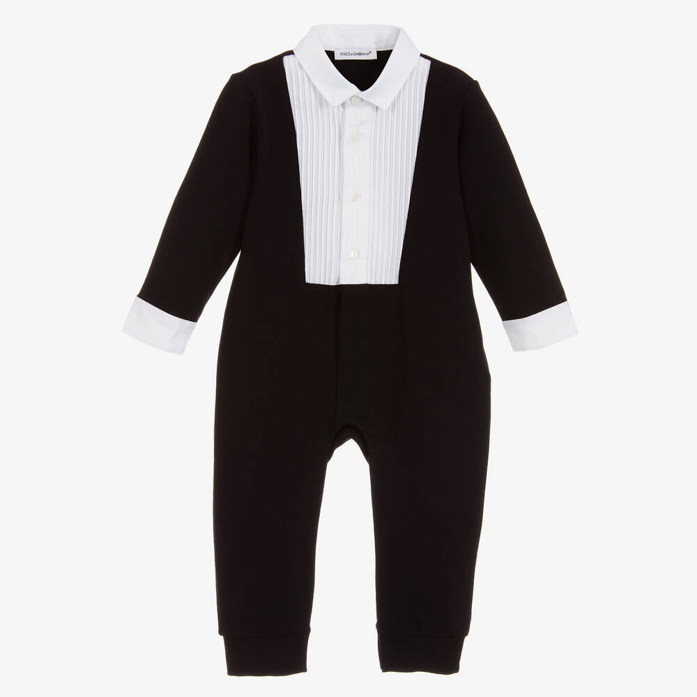 Dolce & Gabbana Jacquard and cotton tuxedo onesie with bow tie: (18-24M) EUC