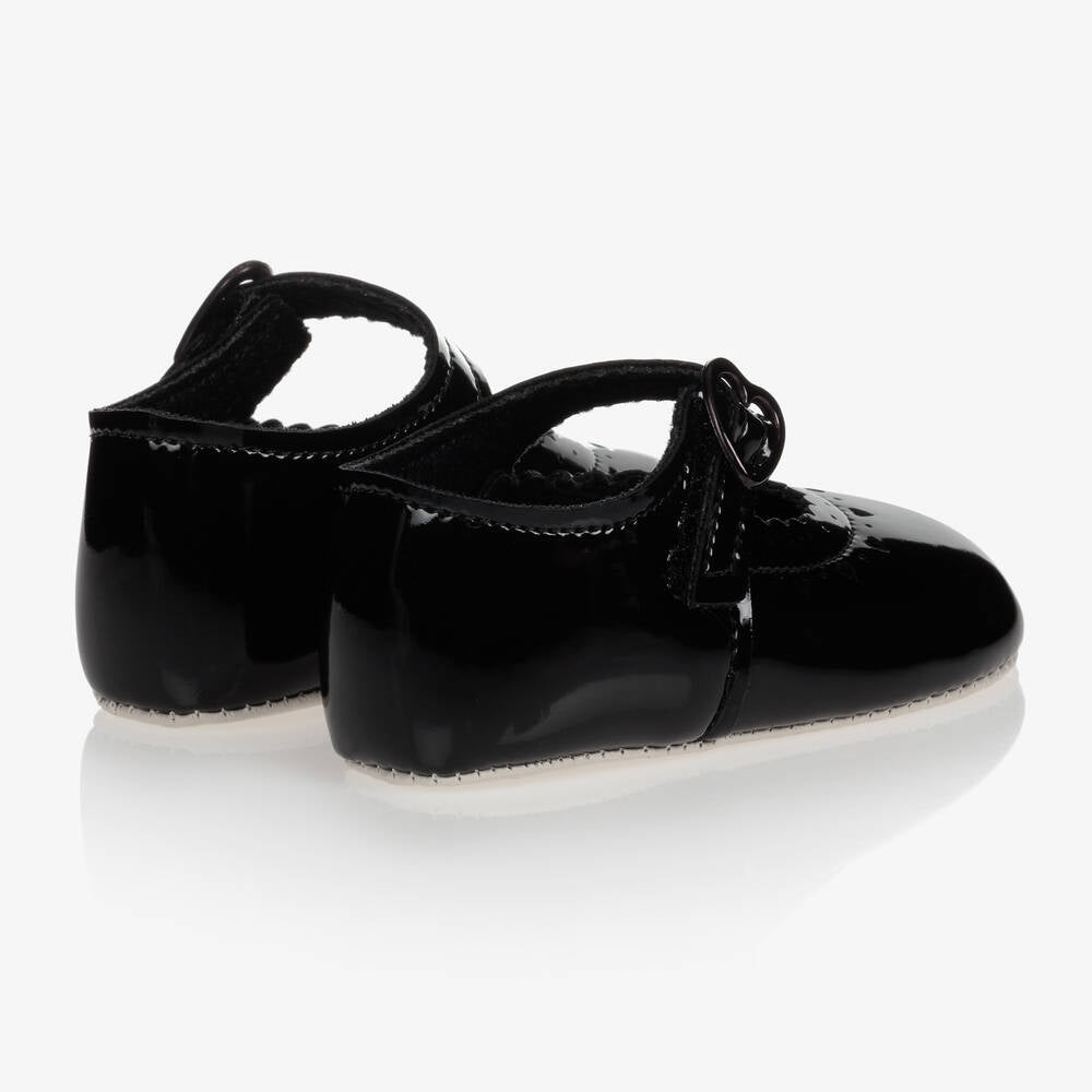 Baby Girls Black Patent Pre-Walker Shoes (Size 3-6M) EUC