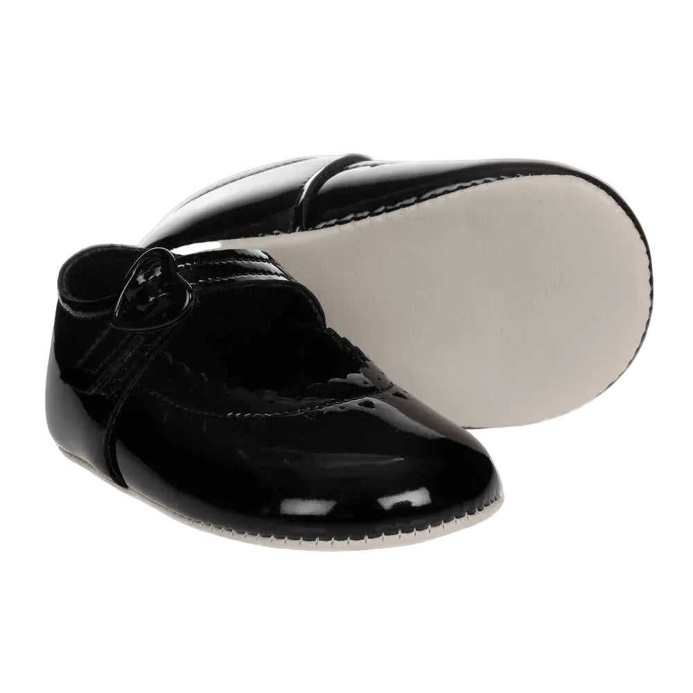 Baby Girls Black Patent Pre-Walker Shoes (Size 3-6M) EUC