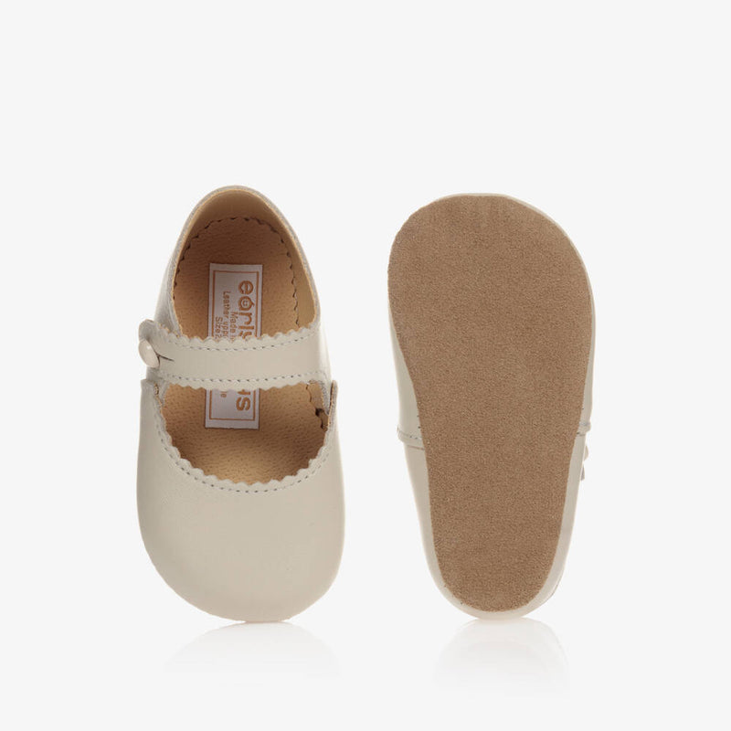 Early Days Baby Girls Ivory Leather Traditional Pre-Walker Shoes (Size 9-12M) EUC