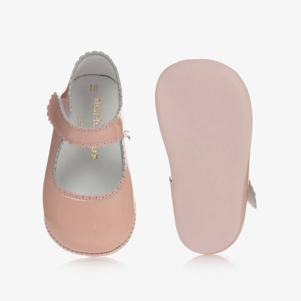 Girls Blush Leather Velcro First Walkers (Size 6-9M) EUC