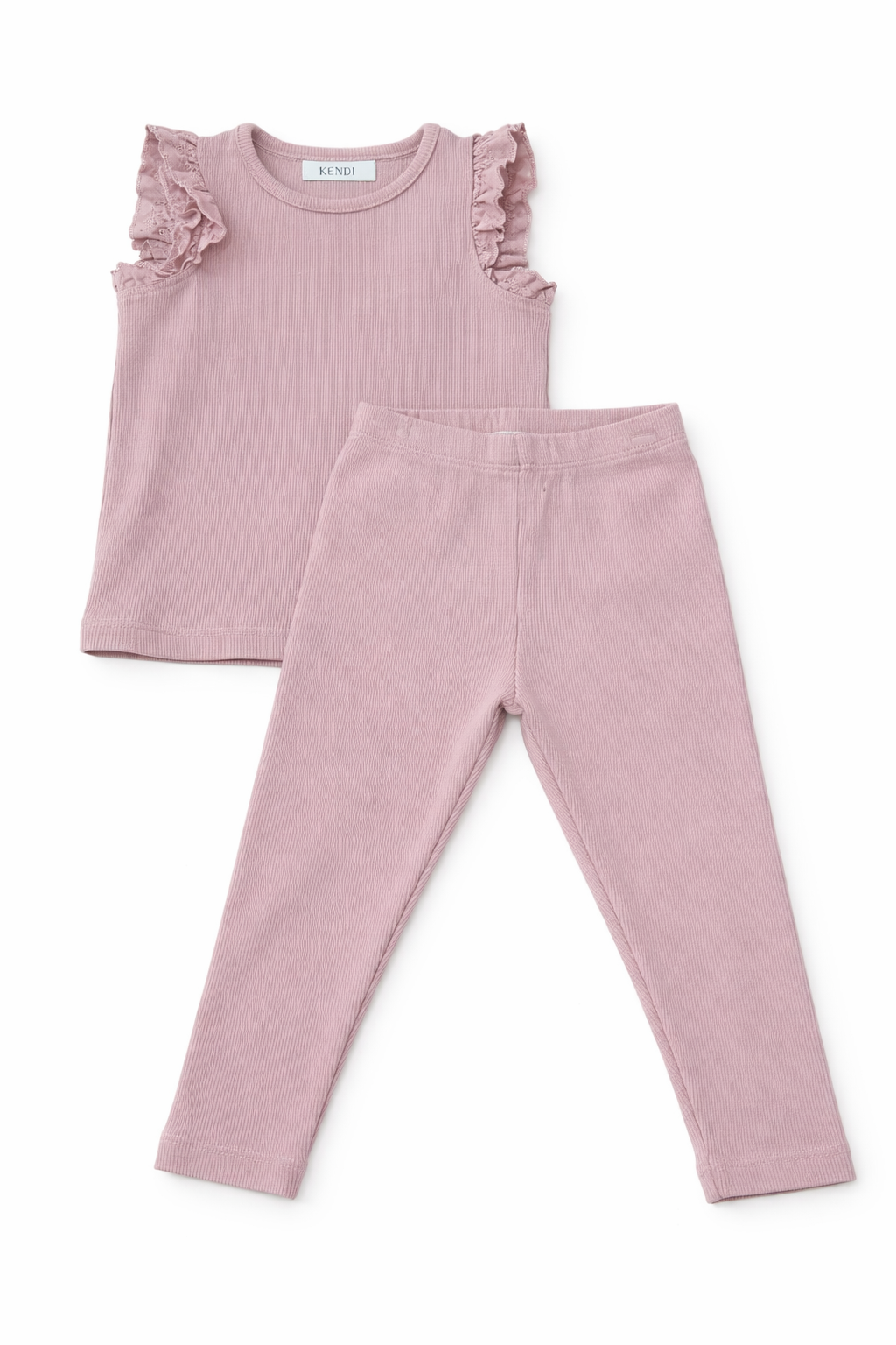 Daphne Ribbed Tank With Eyelet Ruffle & Leggings (Size: 12-18M) EUC