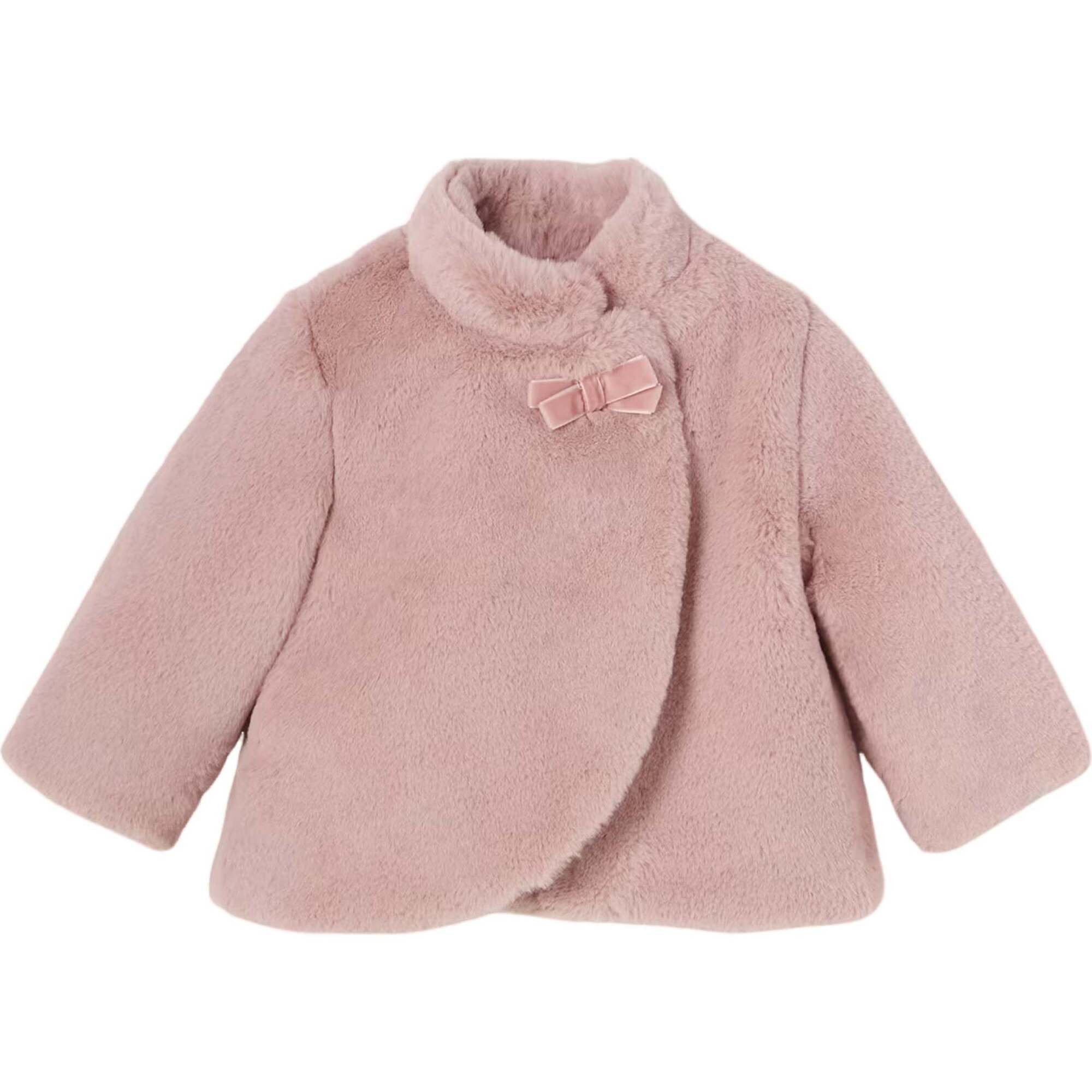 Bow Faux Fur Coat, Pink (NWT 18M)