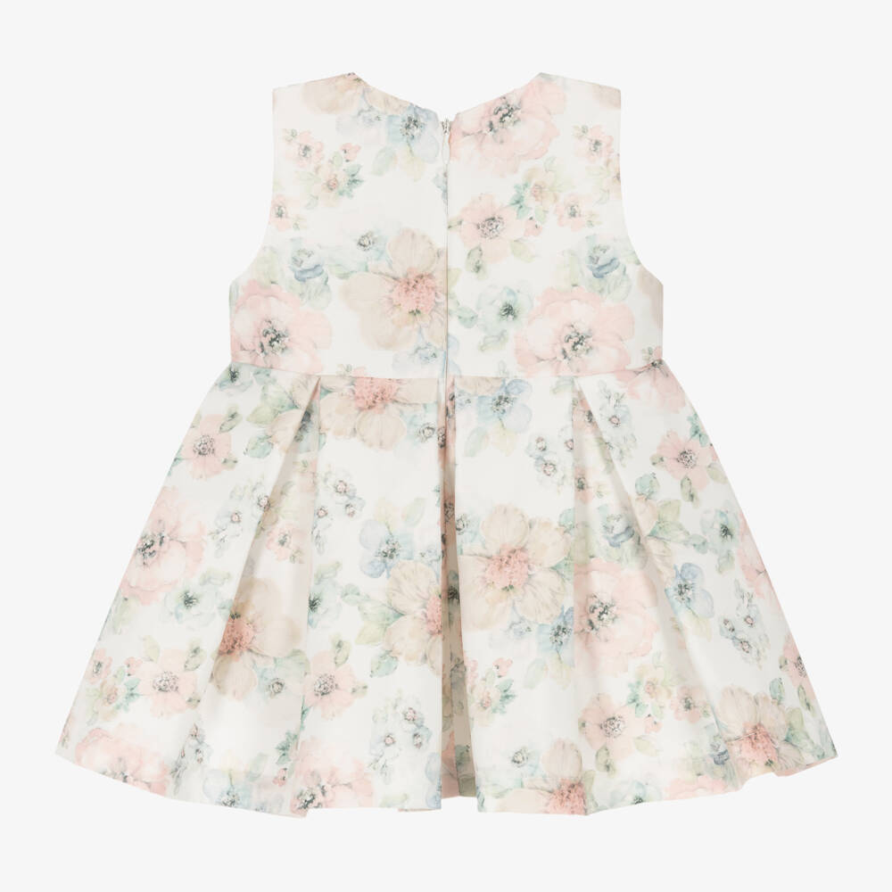 Girls Silky Satin Floral Dress (18M) EUC