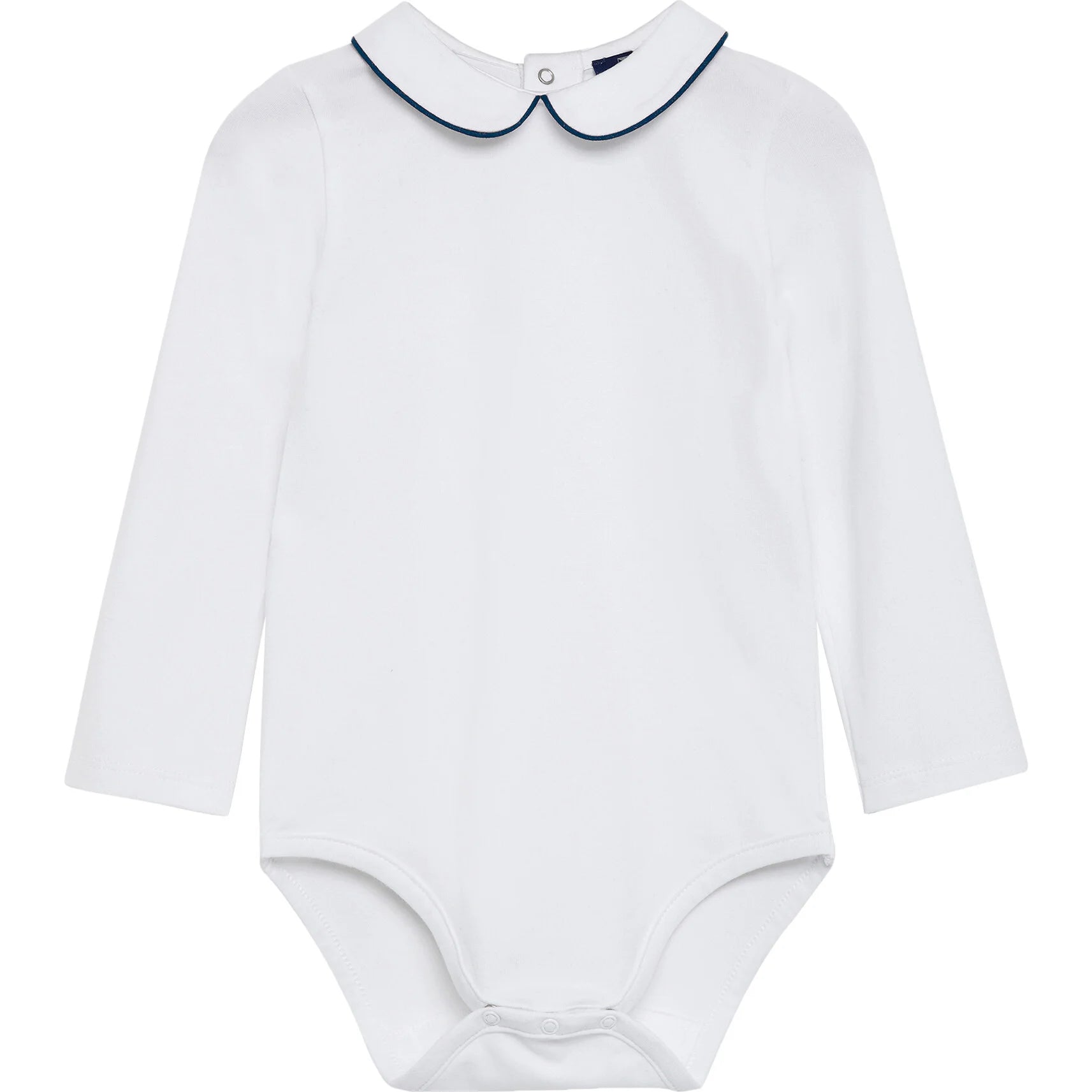 White w/ Navy LS Woven Boys Peter Pan Top (2T) NWT