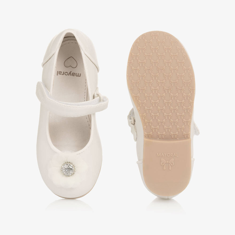 Baby Girl Ivory Pearl Faux Leather Flower Shoe (Size 9-12M) NWT
