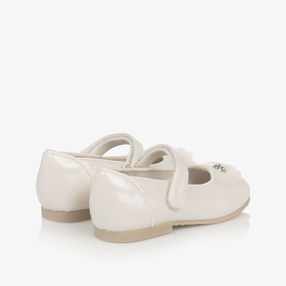 Baby Girl Ivory Pearl Faux Leather Flower Shoe (Size 9-12M) NWT