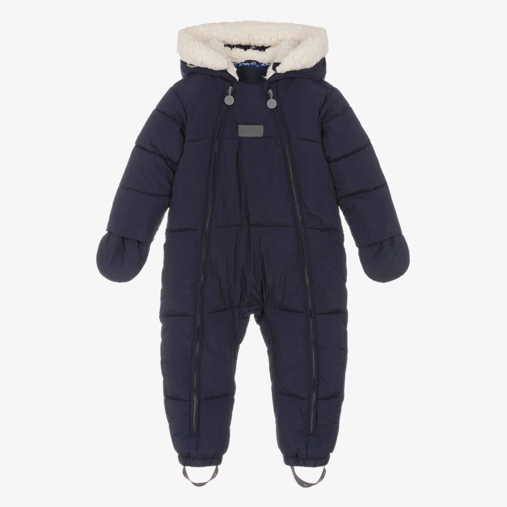 Boys Blue Quilted Winter Jumpsuit (18-24M) EUC