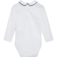 White w/ Navy LS Woven Boys Peter Pan Top (2T) NWT