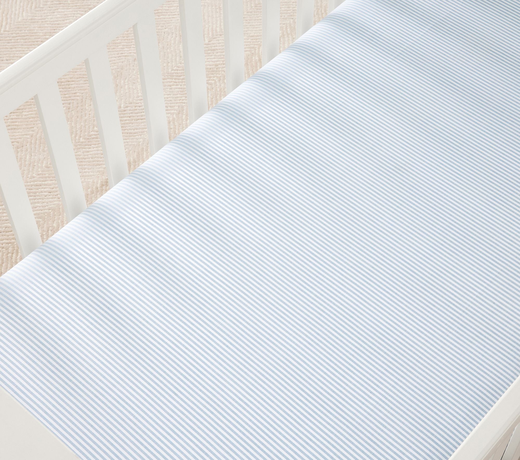 Oxford Stripe Organic Crib Fitted Sheet - Set of 2 NWT