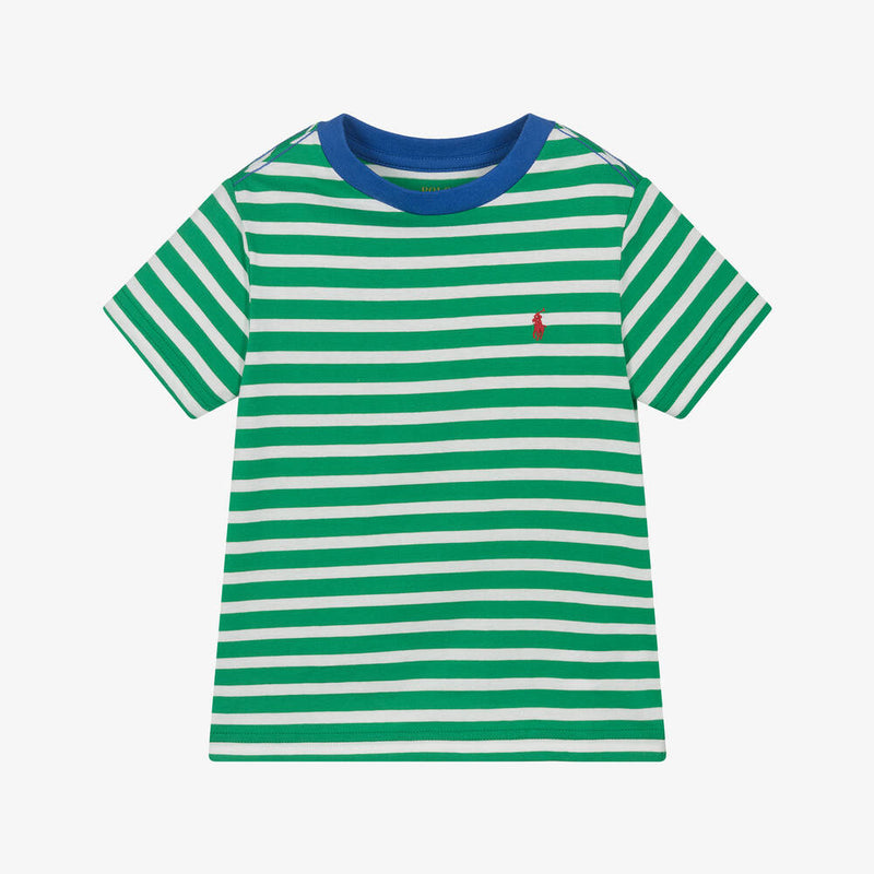 Boys Striped Logo T-Shirt in Blue (3T) EUC