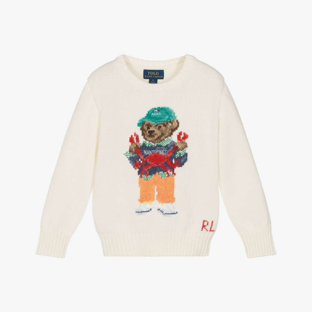 Boys Cotton Novelty Crab Bear Graphic Sweater (2-3T) EUC