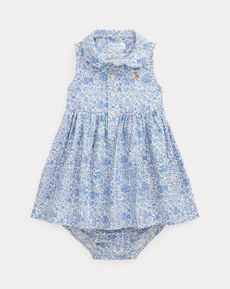 Floral Oxford Shirtdress & Bloomer (EUC 18M) )