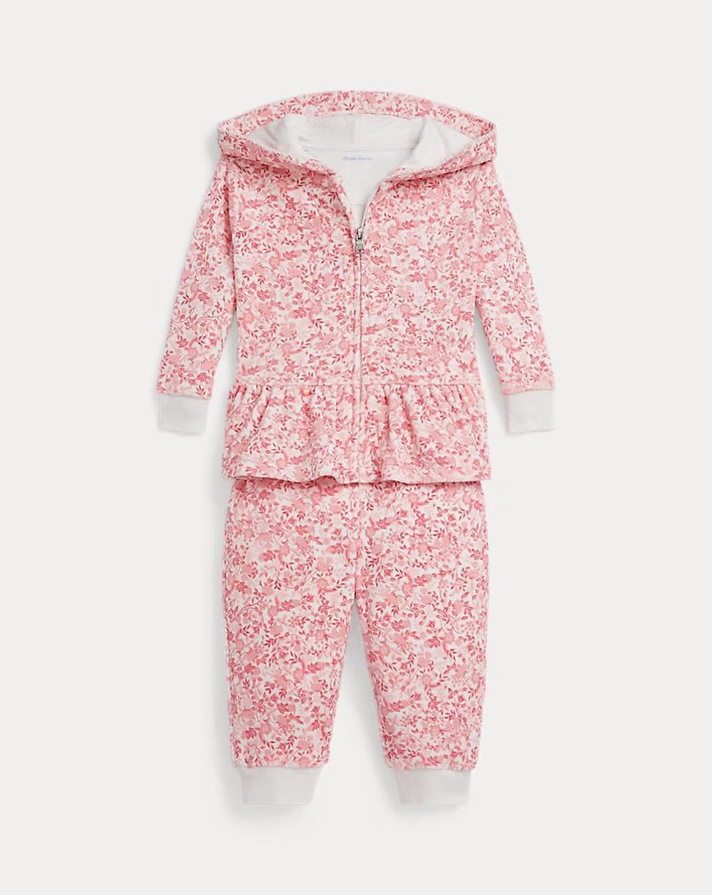 Floral Velour Full-Zip Hoodie & Pant Set (EUC 18M)