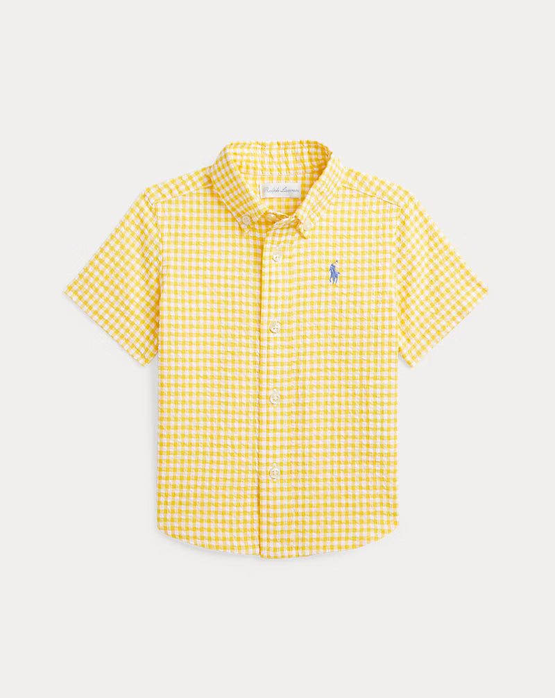 Little Boys Gingham Seersucker Short Sleeve Shirt (NWT 3T)