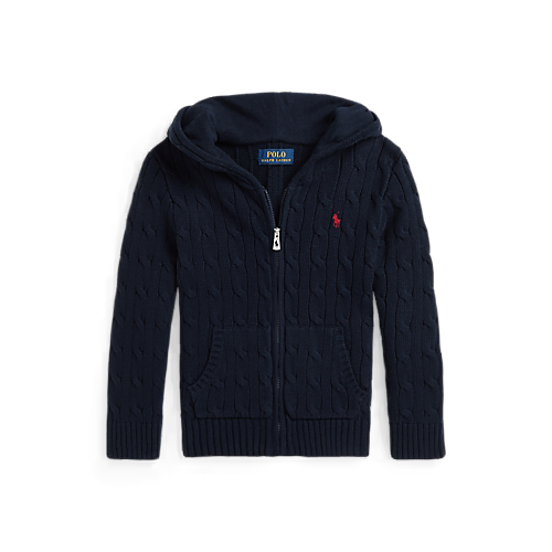 Cable Cotton Hooded Full-Zip Sweater (EUC 3T)
