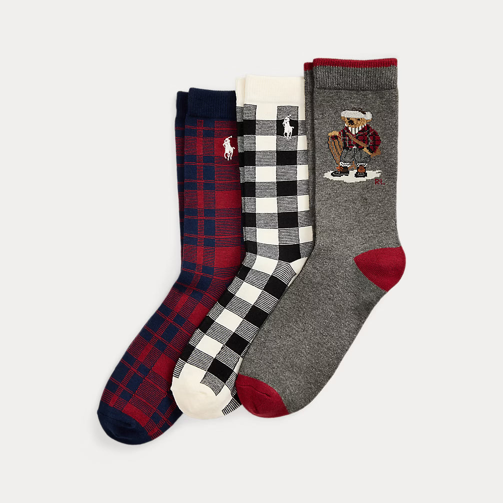 Polo Bear Crew Sock 3-Pack (Boys 4-7) NWT