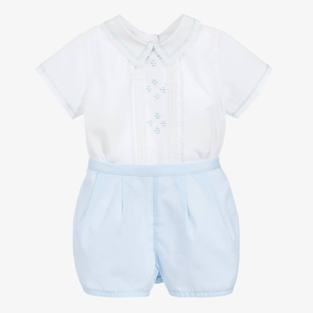 Boys White & Blue Shorts Set - (3T) NWT