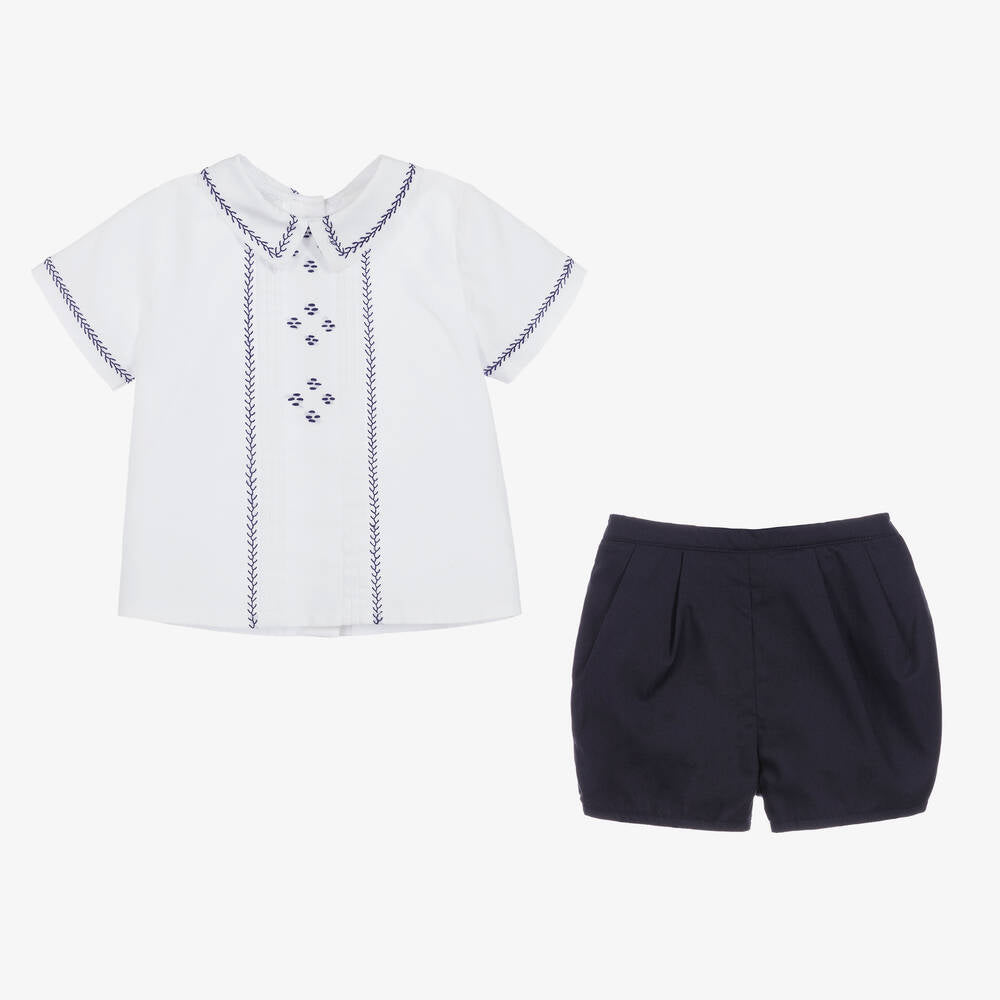 Boys White & Navy Blue Shorts Set - (3T) NWT