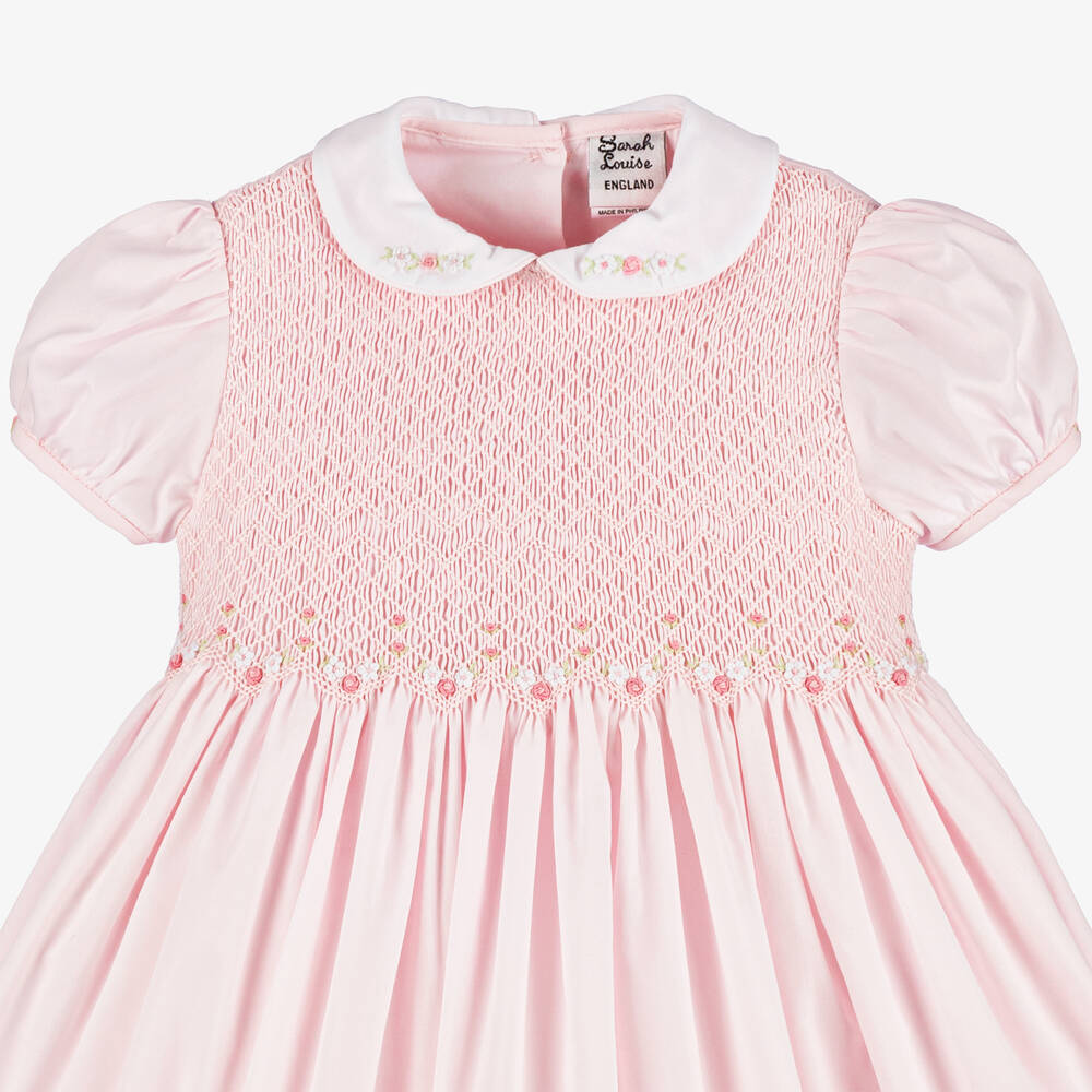 Girls Pink Smocked Cotton Dress (12M) NWT