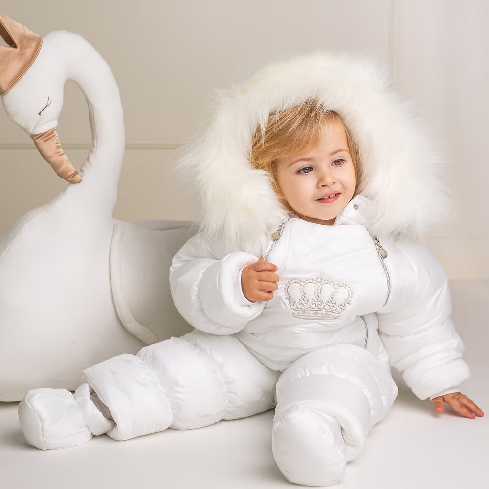 Ivory Snowsuit With Crown (EUC 18-24M)