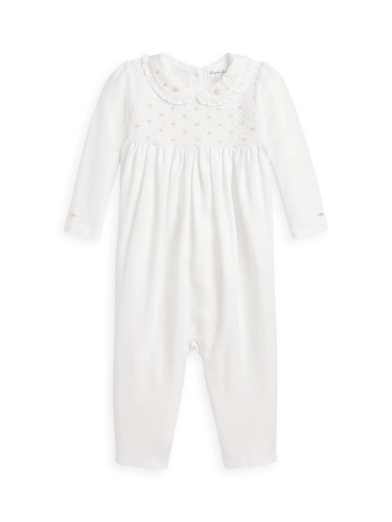 Baby Girl's Smocked Organic Cotton Onesie (EUC 12M)