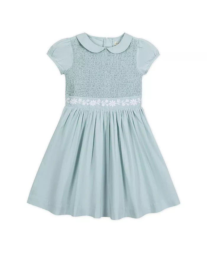 Girls' Puff Sleeve Smocked Party Dress with Peter Pan Collar (NWOT 18-24M)