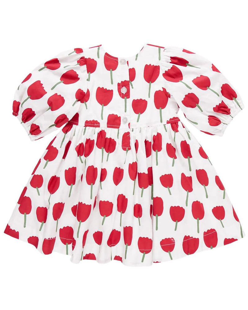 Girl's Tulips Evelyn Dress In Red (12-18M) NWOT