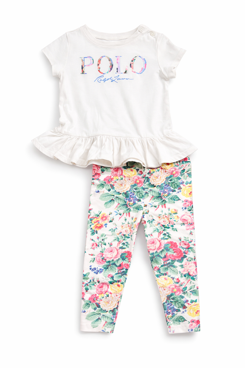Ralph Lauren Girls Floral Top and Stretch Jersey Legging (Size: 18M) EUC