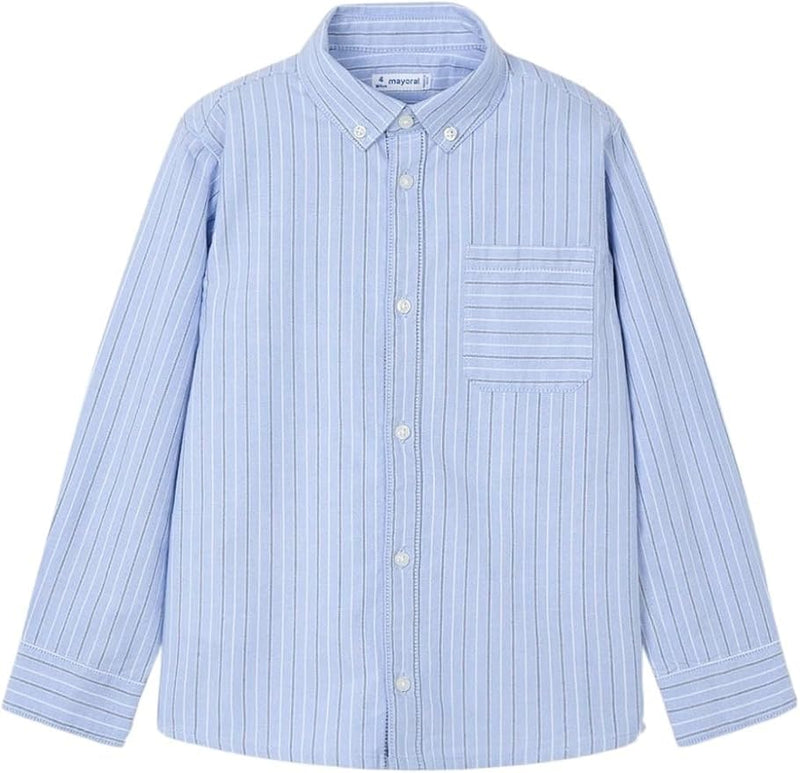 Mayoral L/s Stripes Oxford Shirt for Boys Sky Blue (Size: 3T) EUC