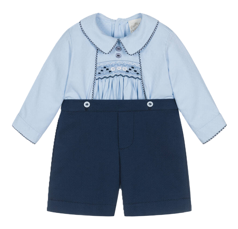 Pretty Originals Boys Blue Smocked Buster Suit (3T) NWT