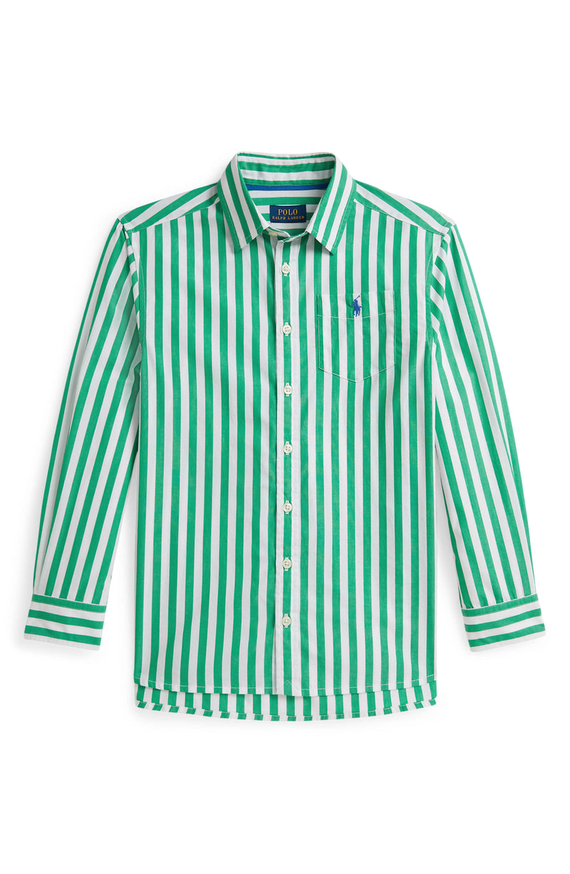 Boys Stripe Cotton Poplin Button-Up Shirt (EUC 3T)
