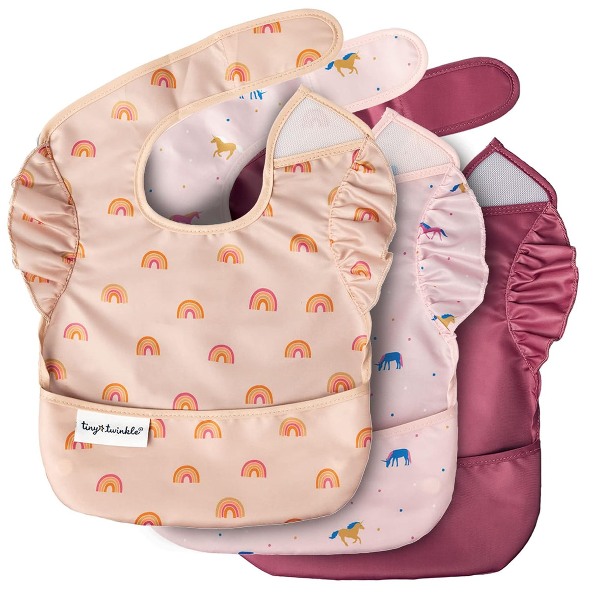 Mess-Proof Baby Bibs for Eating 3 Pack, (Ages: 6-36M)