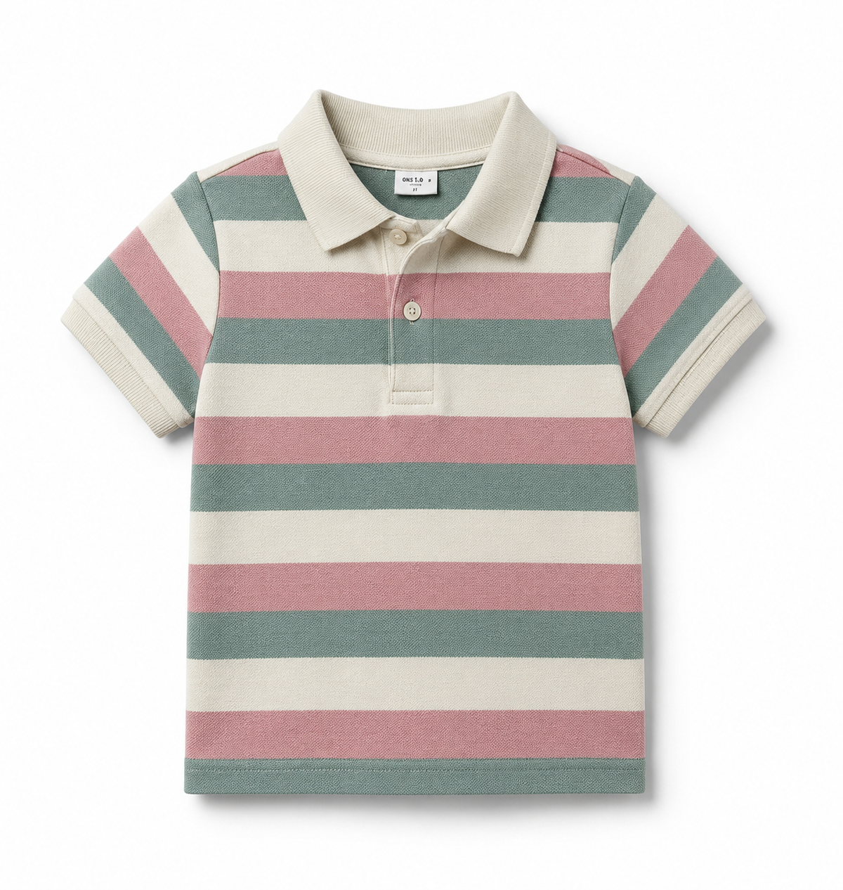 Ivory, Red, Pink Striped Polo  (3T) EUC