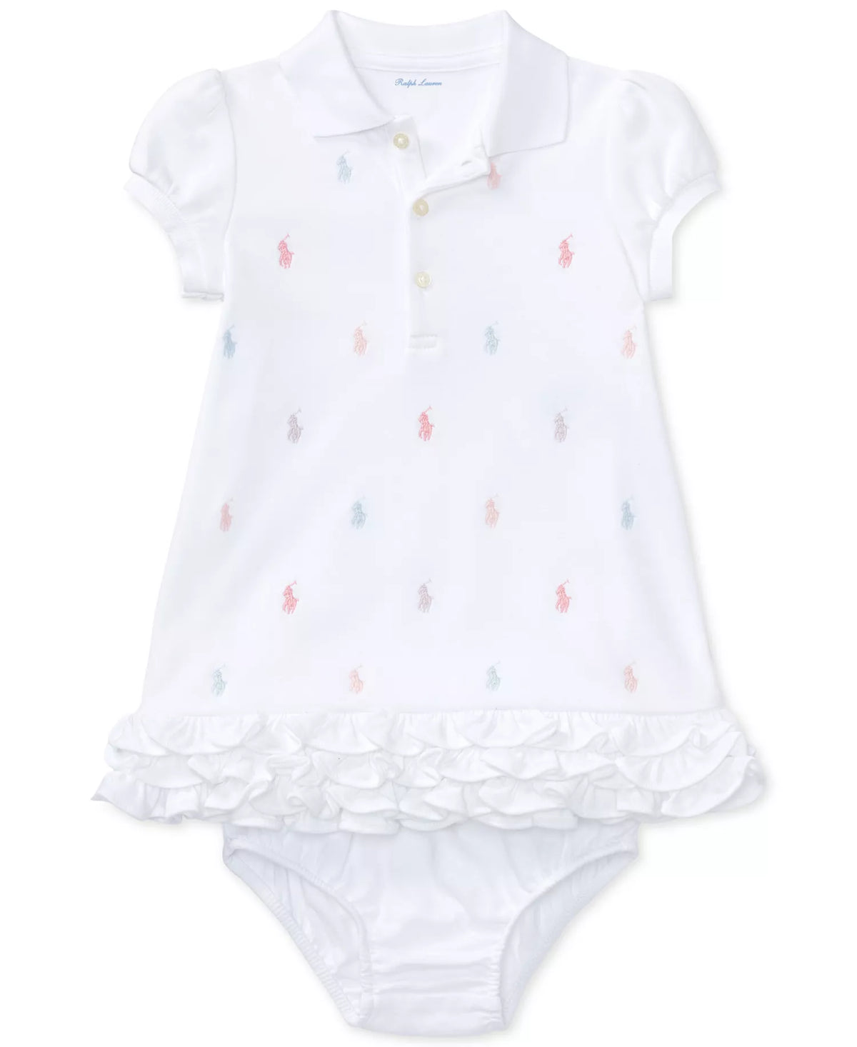 Girls Ruffled Pony Printed Polo Dress (NWT 12M)
