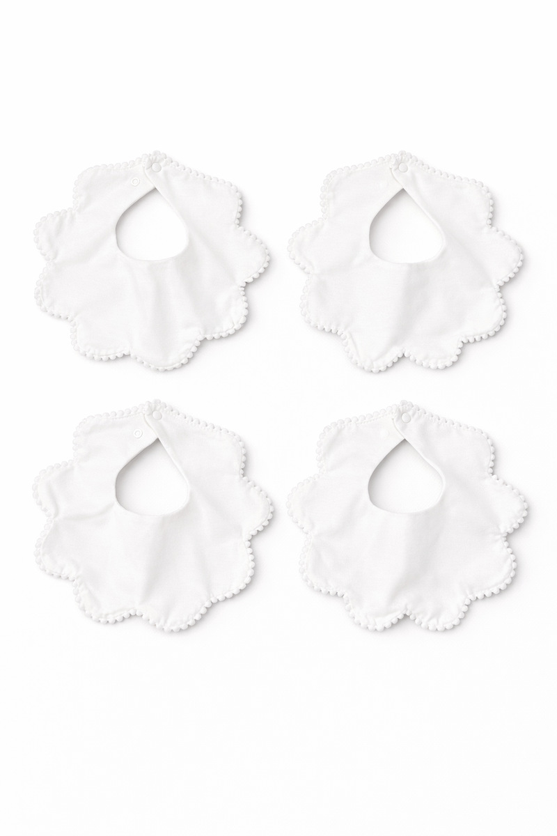 White Baby Bibs 4 Pack, EUC