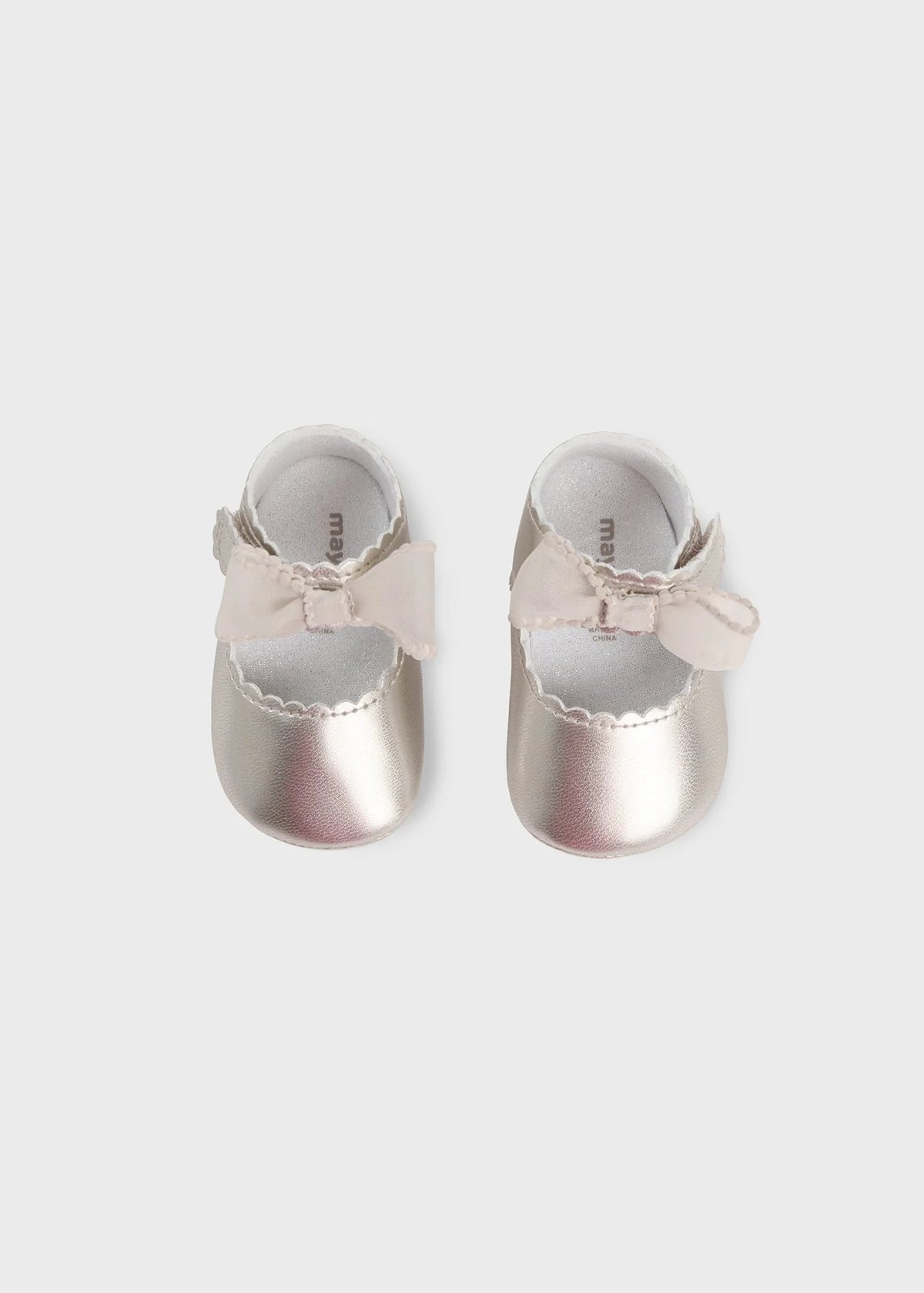 Bow Mary Jane For Newborn Girl - Champagne & Pink (Size 3-6M) EUC