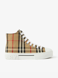 Check Cotton High-top Sneakers (Size: EU 33) NWT