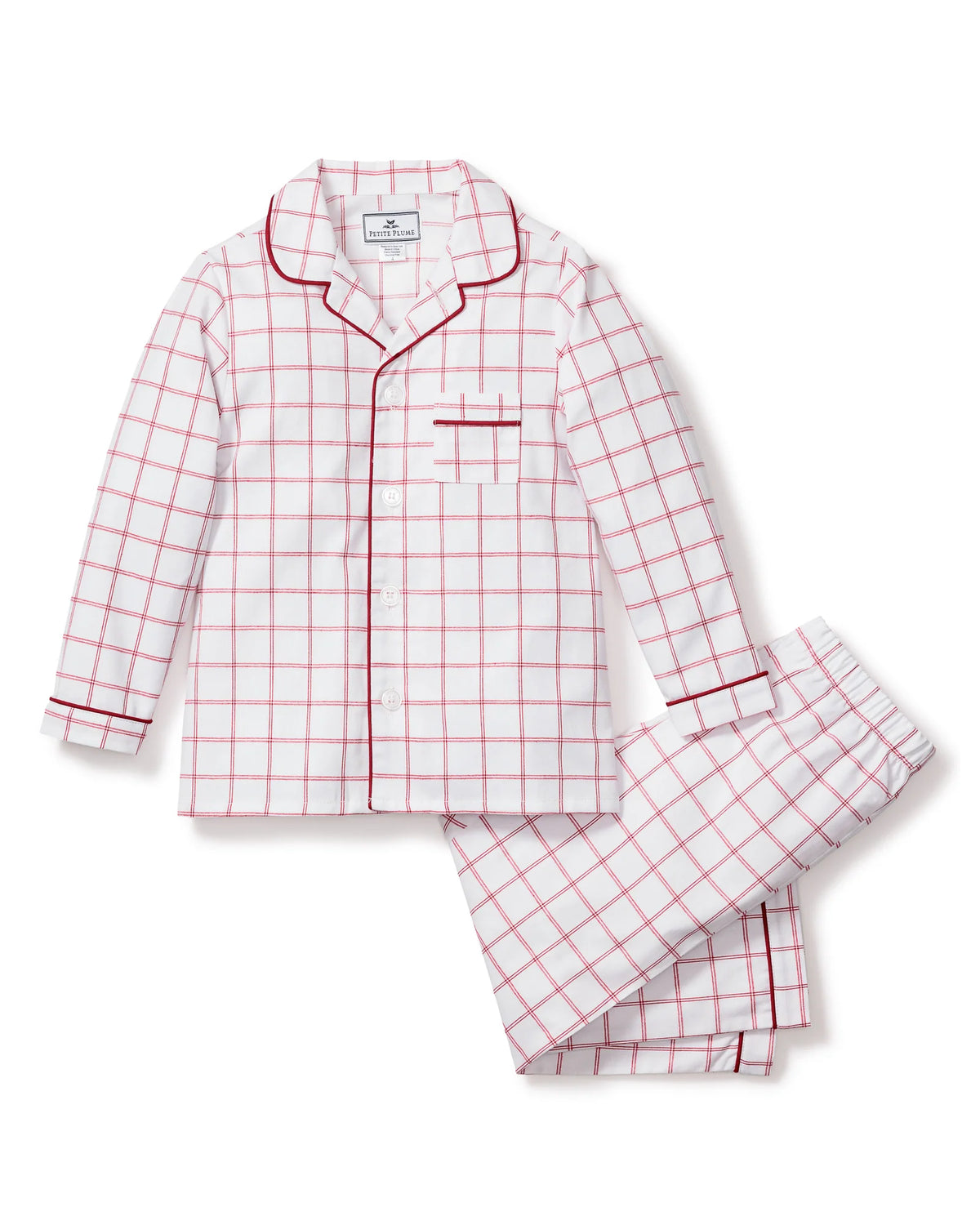 Kid's Twill Pajama Set in Garnet Tattersall (EUC 3T)