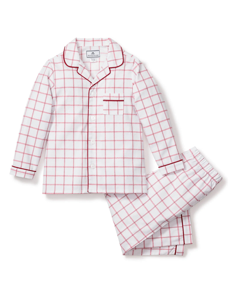 Kid's Twill Pajama Set in Garnet Tattersall (EUC 3T)
