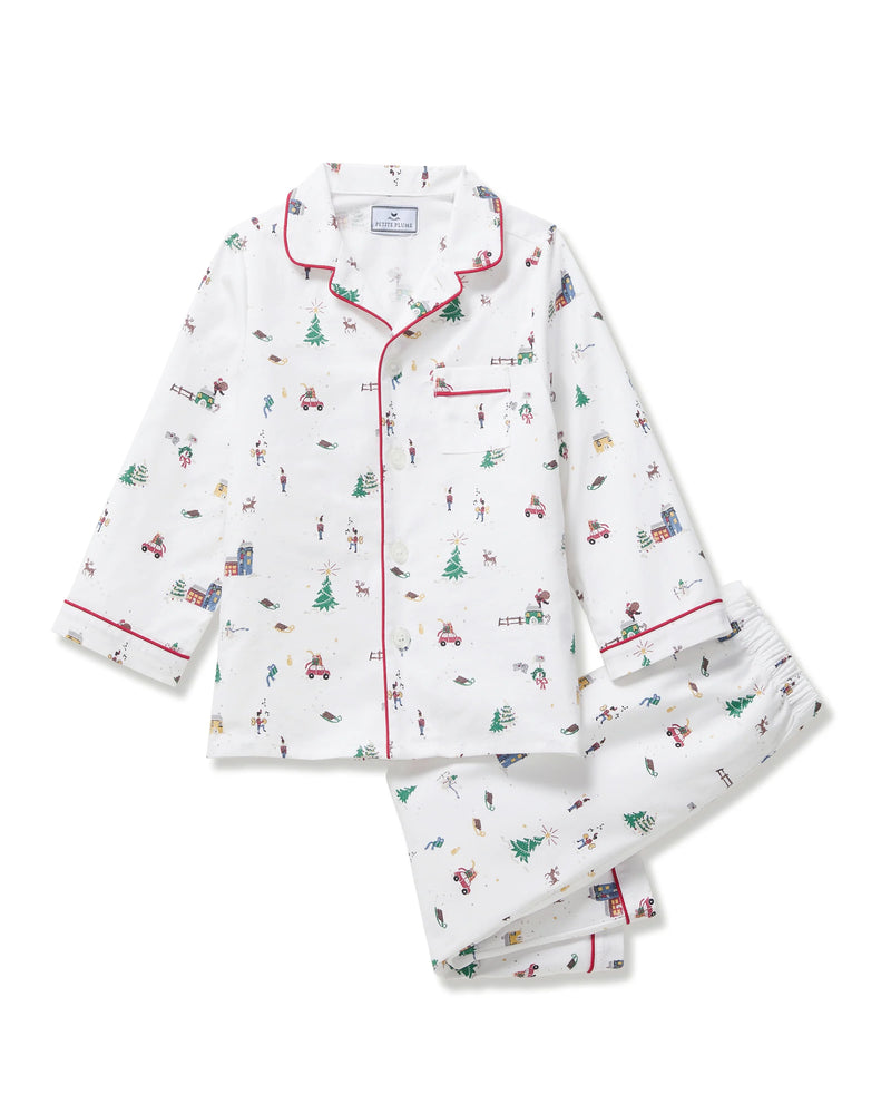 Kid's Twill Pajama Set in Navy Gingham (3T) EUC